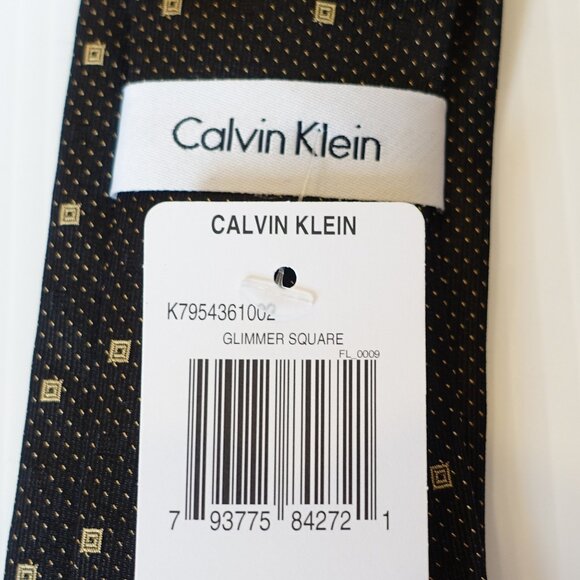 CALVIN KLEIN Black Glimmer Square Neat Silk Slim Tie - Picture 3 of 3